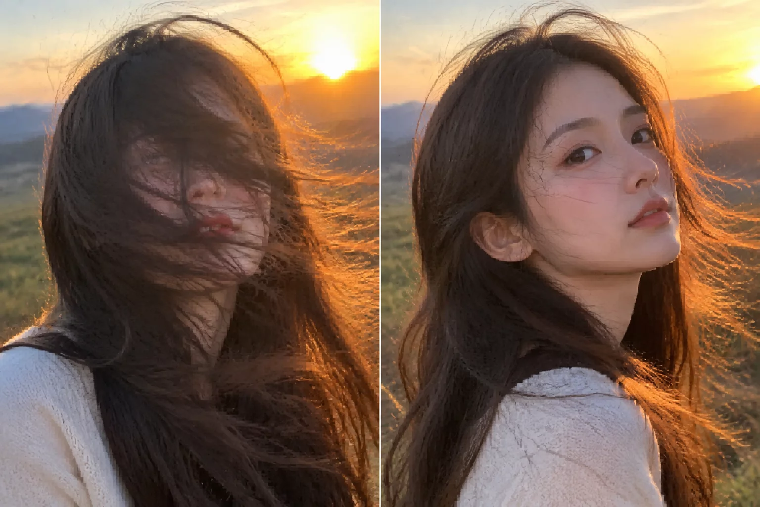 Natural Wind Hair Dispersion in Outdoor Sessions