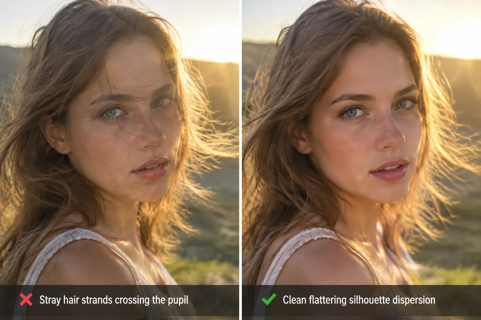 Natural Wind Hair Dispersion in Outdoor Sessions
